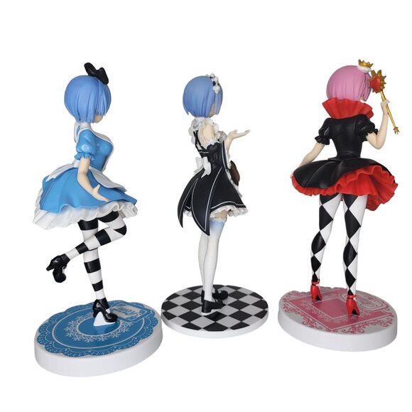 Rem Re:Zero from japan Alice In Wonderland Inspired Collectible Figures Set Of 3 - Picture 3 of 13